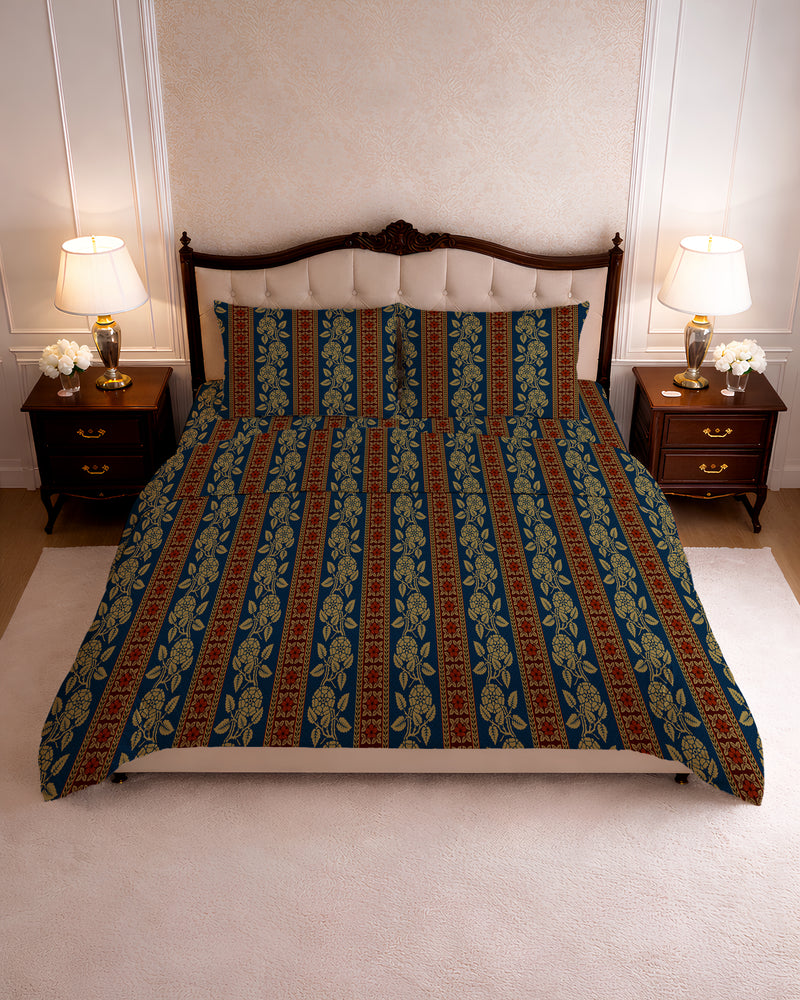 144 TC PRINTED BELL ROSE FLAT SET