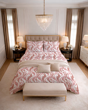 500 TC PRINTED BIRDS FLAT SET