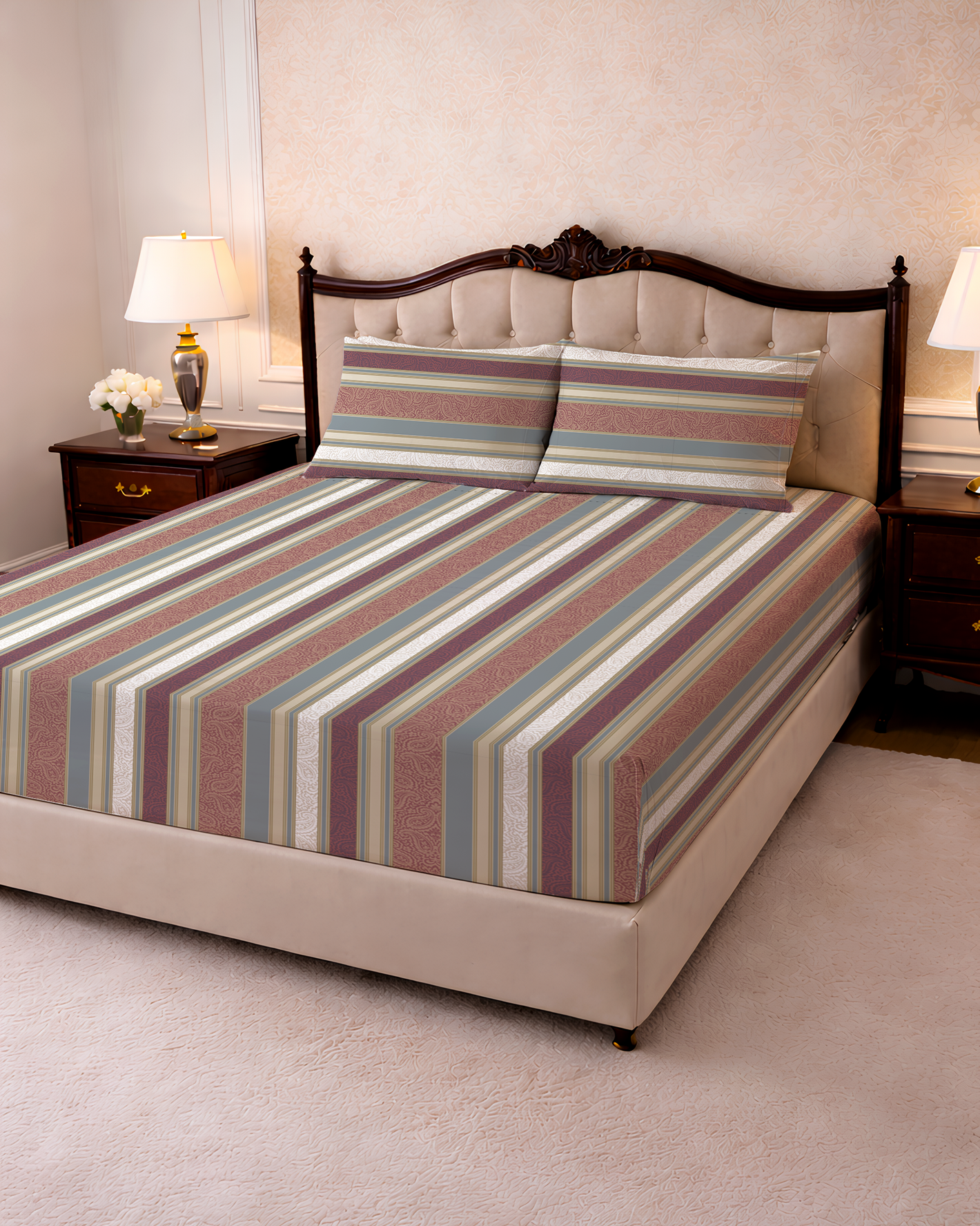 144 TC PRINTED CELADON FLAT SET