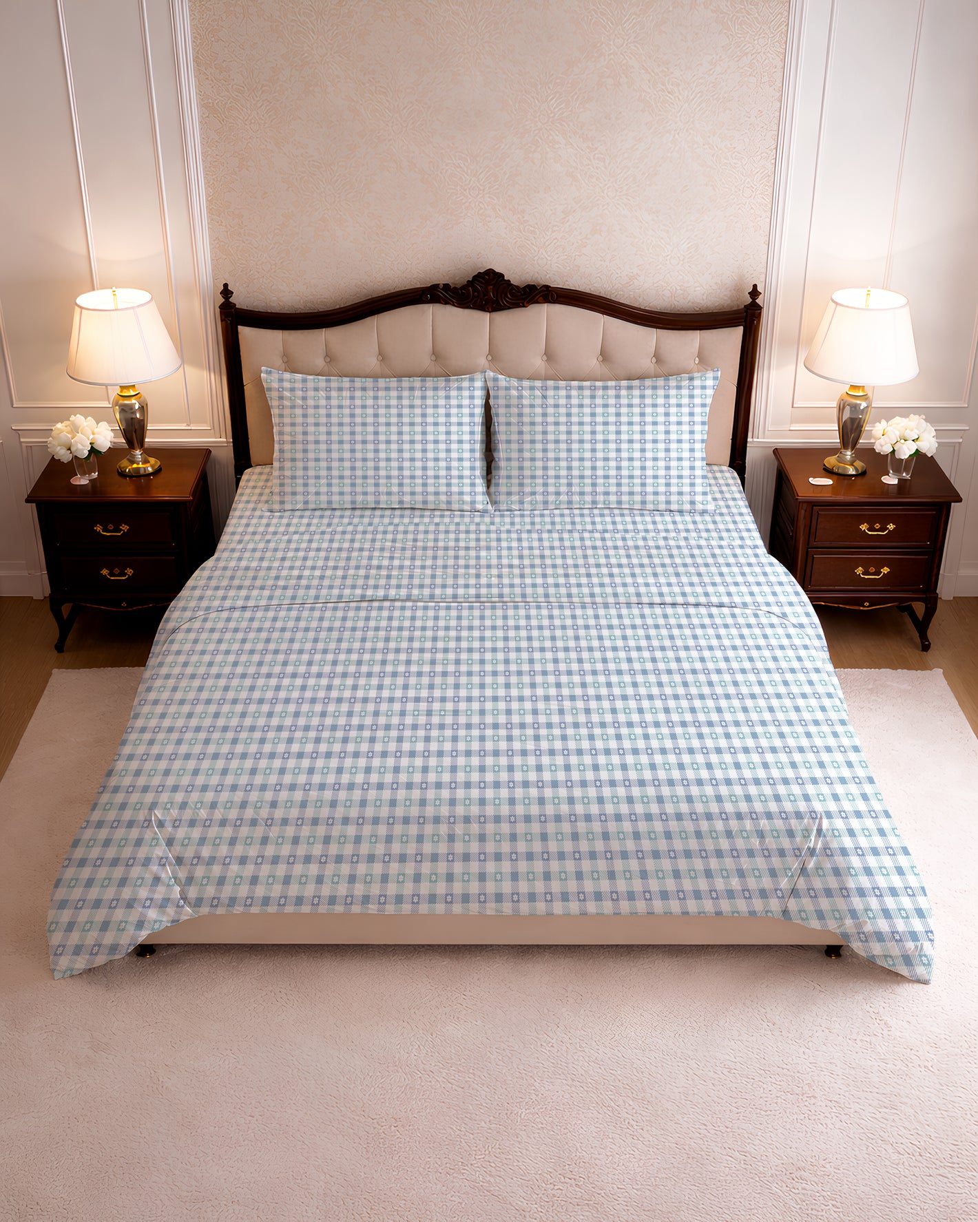 144 TC PRINTED CHECKERBOARD FLAT SET