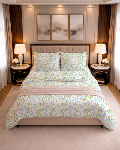 300 TC PRINTED DOT LEAVES FLAT SET