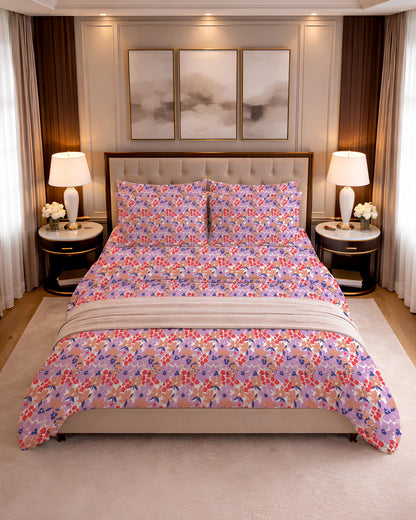 300 TC PRINTED FLORENTINA FLAT SET