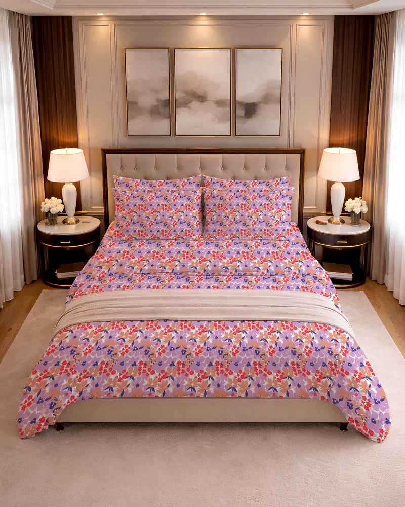 300 TC PRINTED FLORENTINA FLAT SET