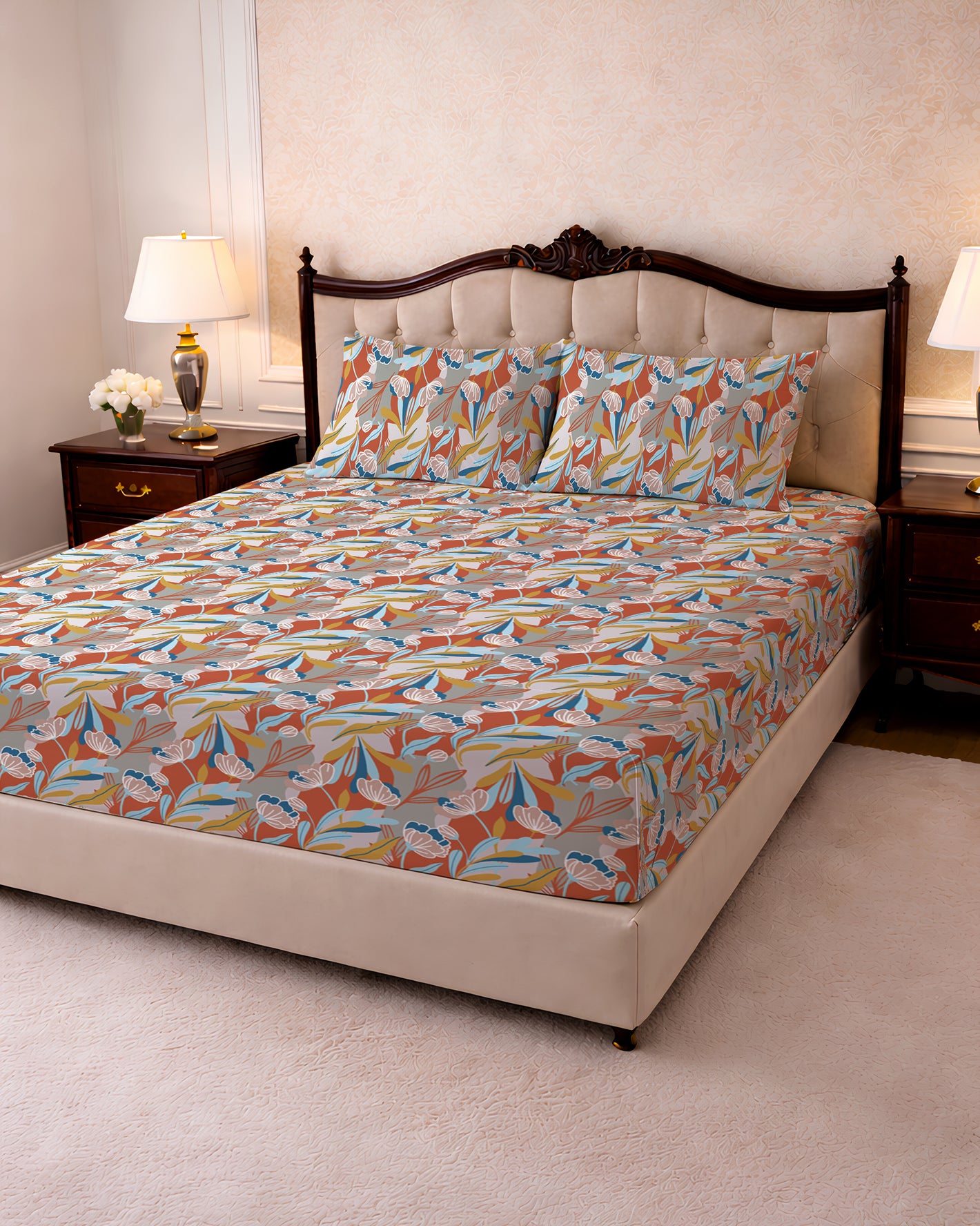 200 TC PRINTED FLORIAN FLAT SET