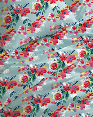 144 TC PRINTED FLORAL FLAT SET