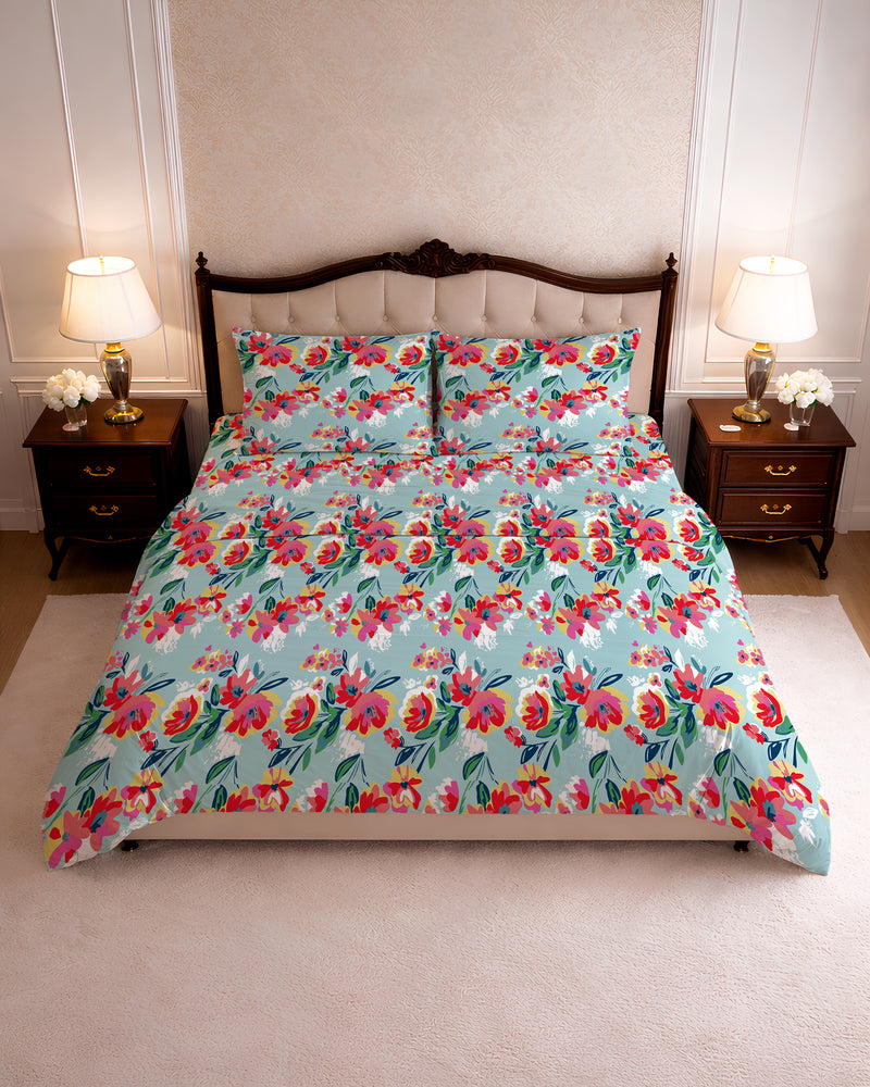 144 TC PRINTED FLORAL FLAT SET