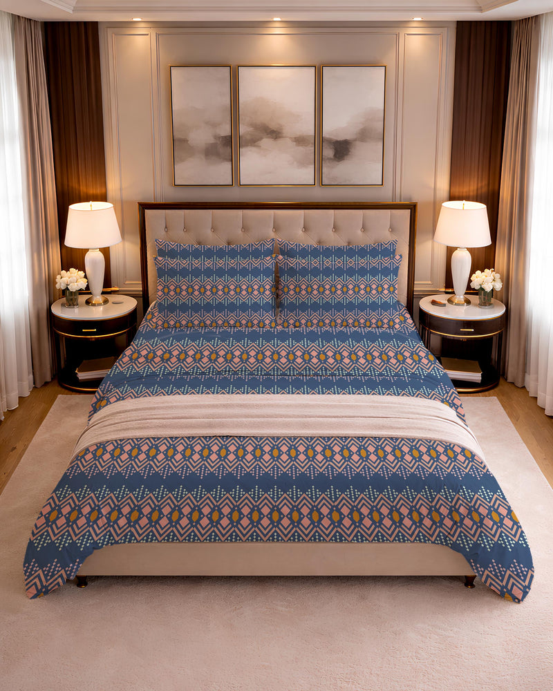 300 TC PRINTED GEOMETRICAL FLAT SET