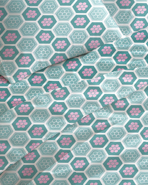 400 TC PRINTED HONEY COMB FLAT SET