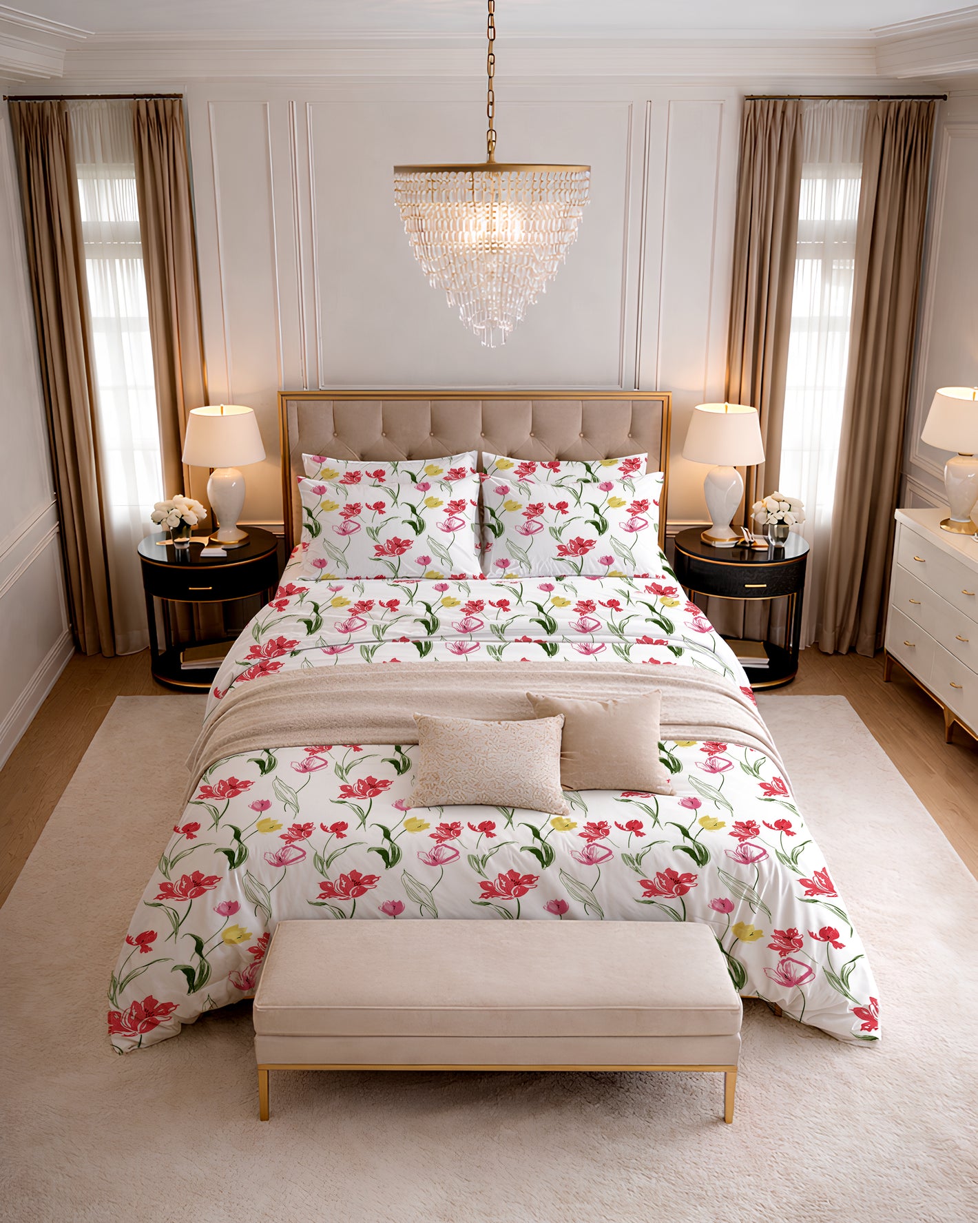 500 TC PRINTED IRIS FLAT SET