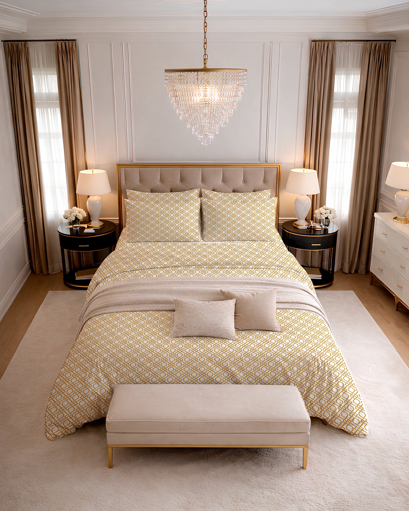 600 TC PRINTED MAZE FLAT SET