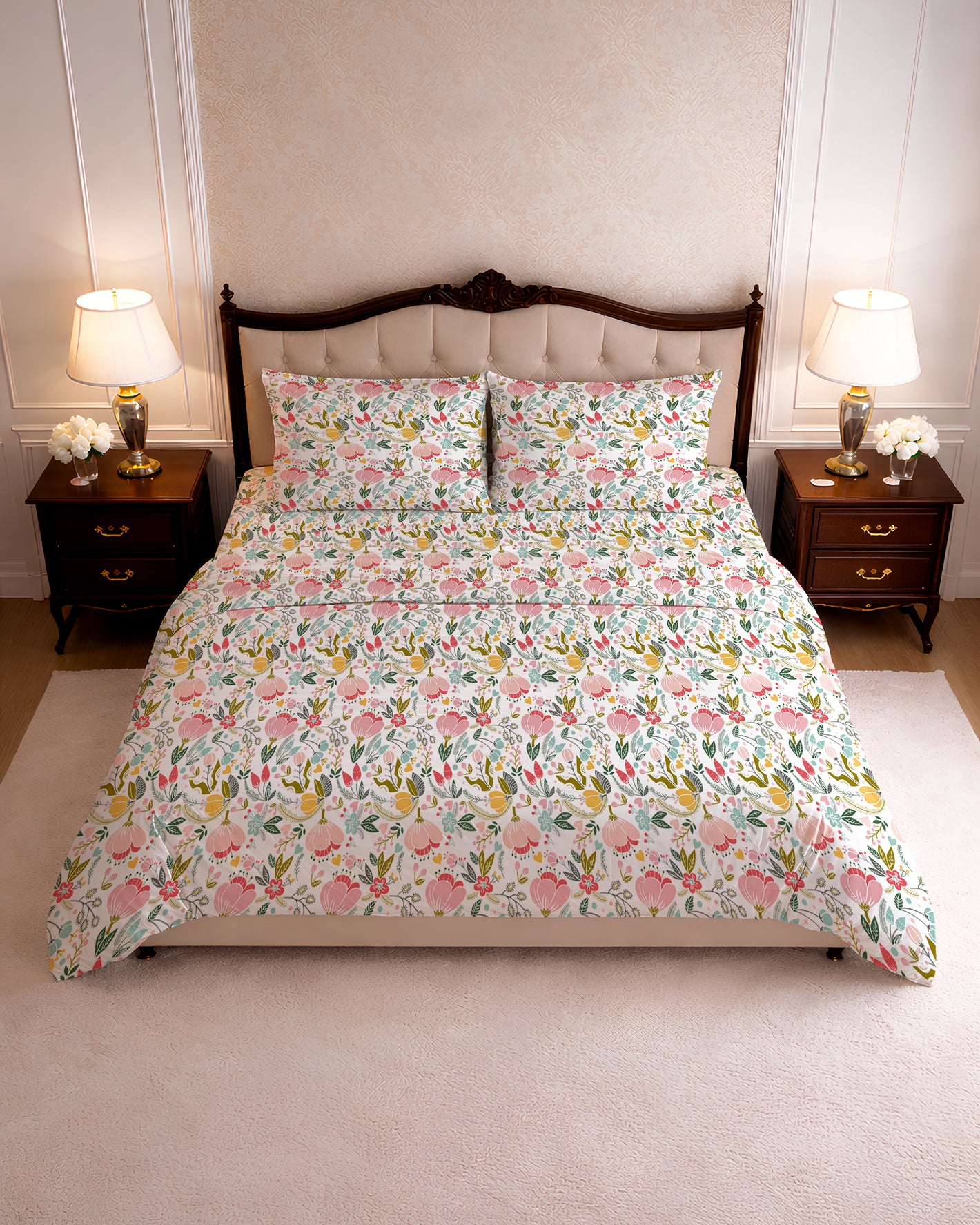 144 TC PRINTED LEAVES FLAT SET