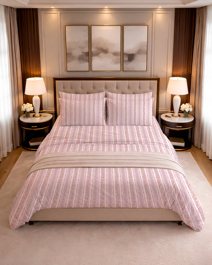 300 TC PRINTED OLIVER FLAT SET