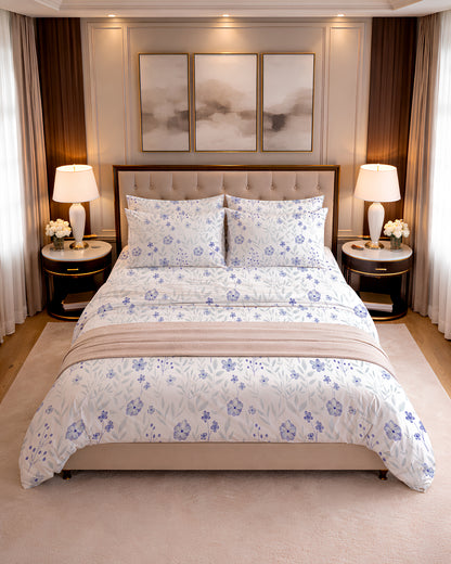 300 TC PRINTED SNOW FLORAL FLAT SET