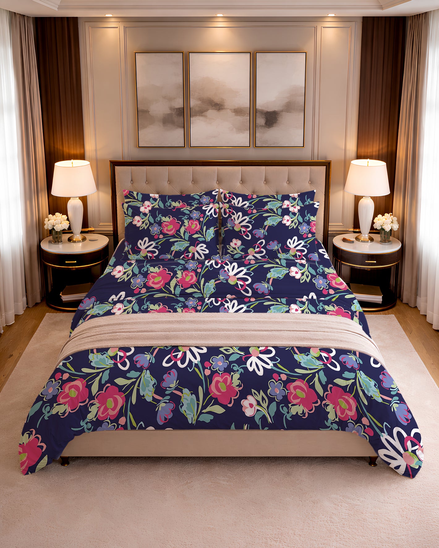 300 TC PRINTED VERONICA FLAT SET