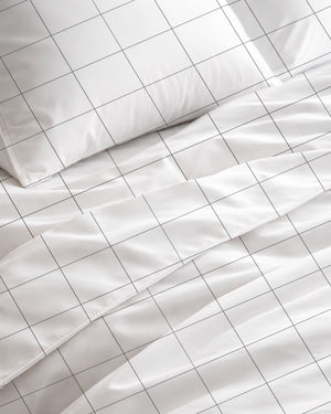 300 TC PRINTED WINDOWPANE FLAT SET
