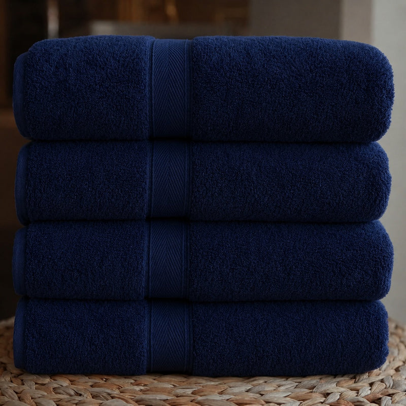 SOLID NAVY BLUE TERRY COTTON TOWEL