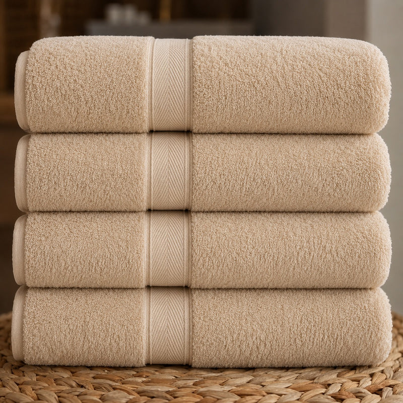 SOLID BEIGE TERRY COTTON  TOWEL