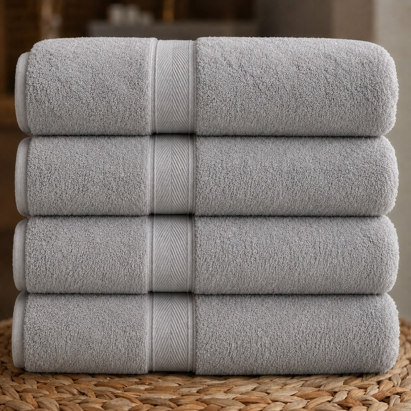 SOLID LIGHT GREY TERRY COTTON TOWEL